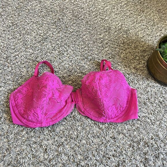 Victoria's Secret Other - Victoria’s Secret Bra Pink Very Sexy Push-Up Without Padding Sz 38D Lace